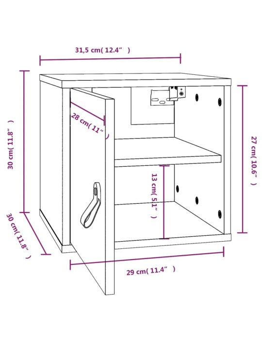 Seinäkaapit 2 kpl hunajanruskea 31,5x30x30 cm täysi mänty