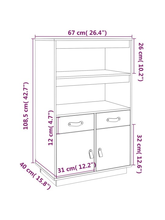 Kaappi musta 67x40x108,5 cm täysi mänty