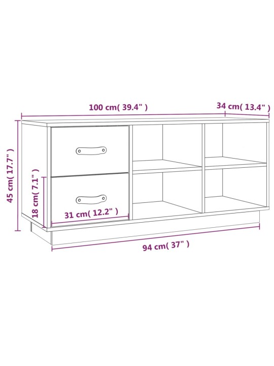 Kenkäpenkki musta 100x34x45 cm täysi mänty