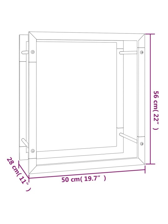 Polttopuuteline mattamusta 50x28x56 cm teräs