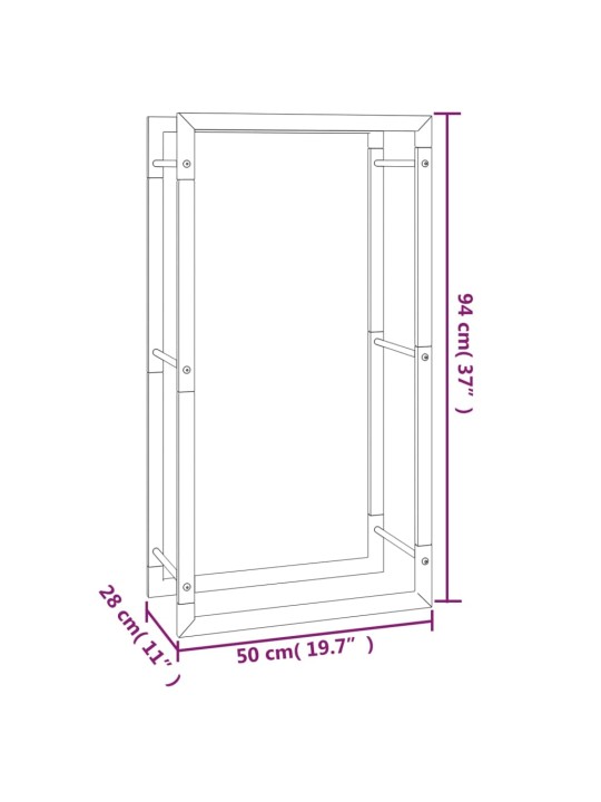 Polttopuuteline mattamusta 50x28x94 cm teräs