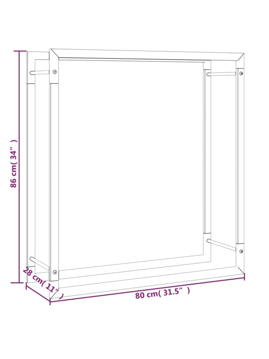 Polttopuuteline mattamusta 80x28x86 cm teräs