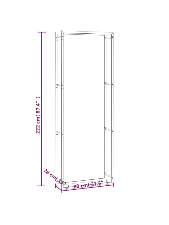 Polttopuuteline mattamusta 80x28x222 cm teräs