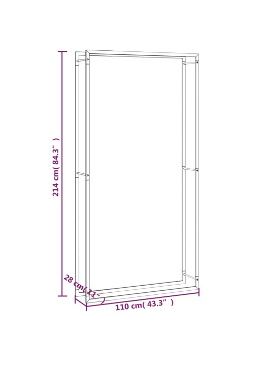 Polttopuuteline mattamusta 110x28x214 cm teräs