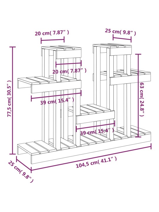 Kasviteline 104,5x25x77,5 cm täysi mänty