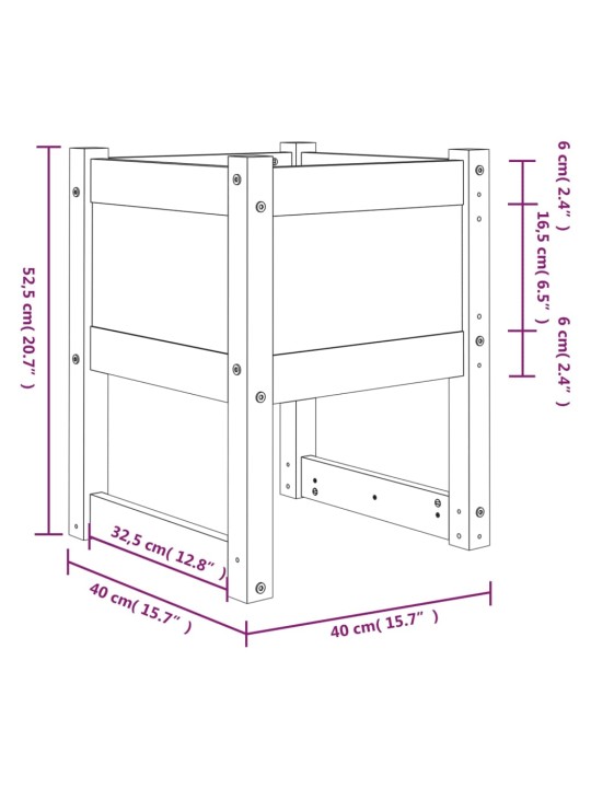 Kukkalaatikot 2 kpl musta 40x40x52,5 cm täysi mänty