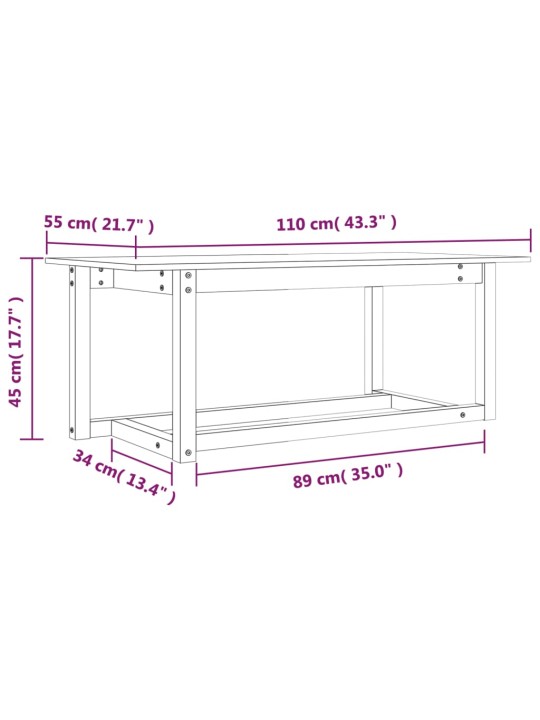 Sohvapöytä 110x55x45 cm täysi mänty