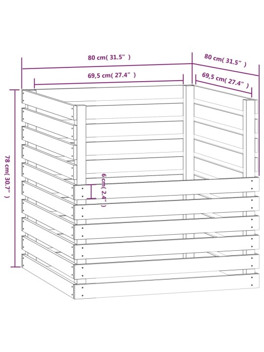 Komposti valkoinen 80x80x78 cm täysi mänty