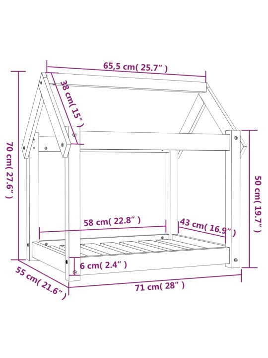 Koiransänky harmaa 71x55x70 cm täysi mänty