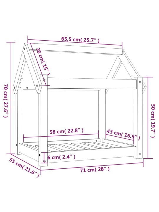 Koiransänky musta 71x55x70 cm täysi mänty