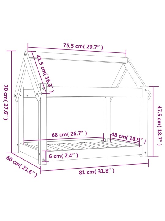 Koiransänky hunajanruskea 81x60x70 cm täysi mänty