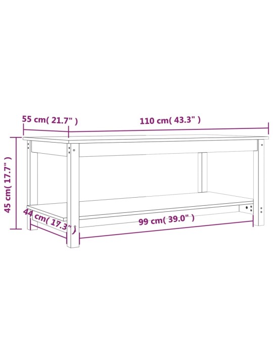 Sohvapöytä 110x55x45 cm täysi mänty