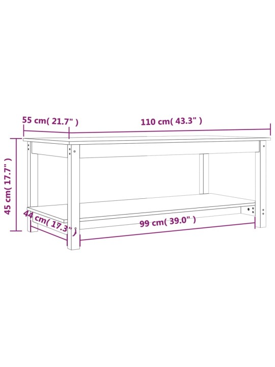 Sohvapöytä musta 110x55x45 cm täysi mänty