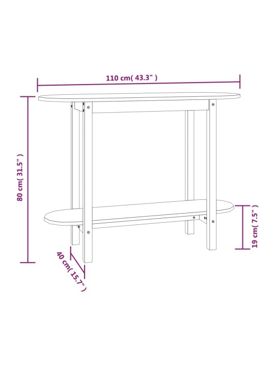 Konsolipöytä harmaa 110x40x80 cm täysi mänty