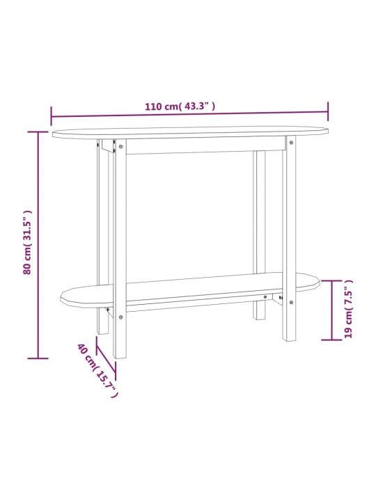 Konsolipöytä hunajanruskea 110x40x80 cm täysi mänty