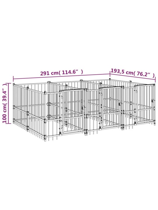 Koiran ulkohäkki teräs 5,63 m²