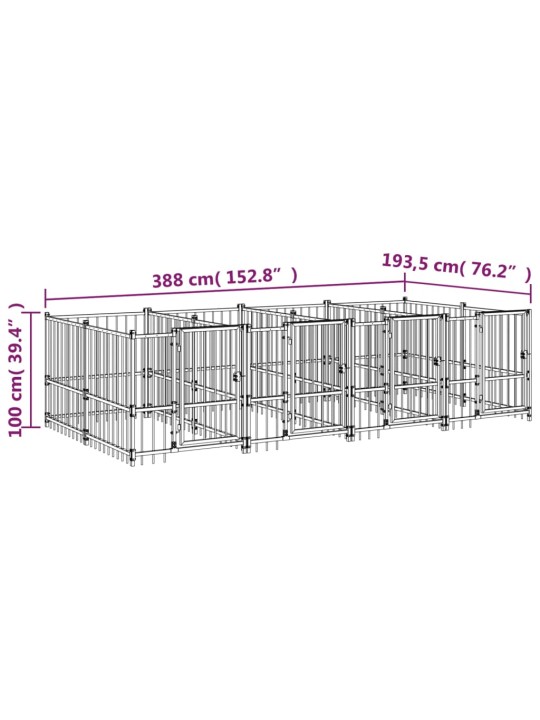 Koiran ulkohäkki teräs 7,51 m²