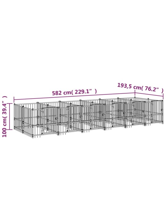 Koiran ulkohäkki teräs 11,26 m²