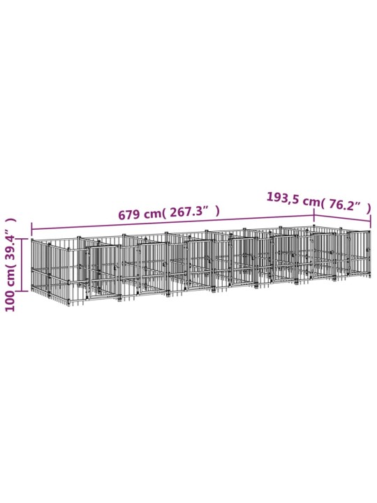 Koiran ulkohäkki teräs 13,14 m²