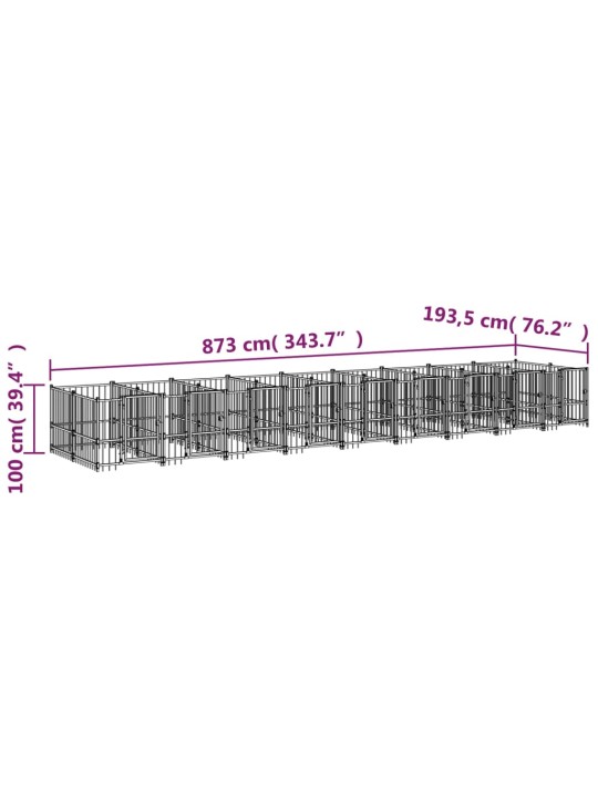 Koiran ulkohäkki teräs 16,89 m²