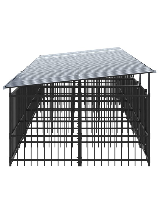 Koiran ulkohäkki katoksella teräs 11,26 m²