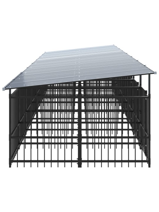 Koiran ulkohäkki katoksella teräs 15,02 m²