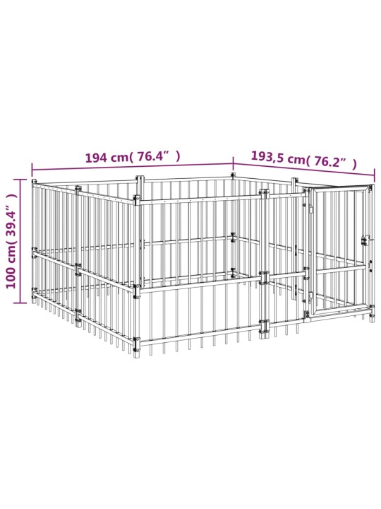 Koiran ulkohäkki teräs 3,75 m²