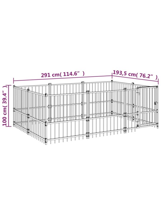 Koiran ulkohäkki teräs 5,63 m²