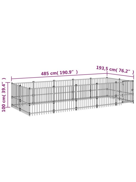 Koiran ulkohäkki teräs 9,38 m²