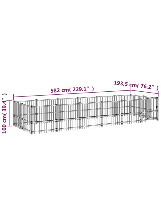 Koiran ulkohäkki teräs 11,26 m²