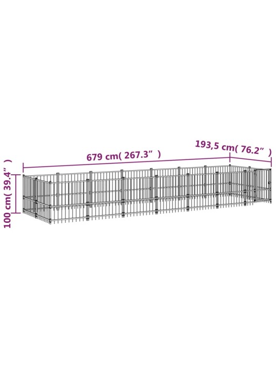 Koiran ulkohäkki teräs 13,14 m²