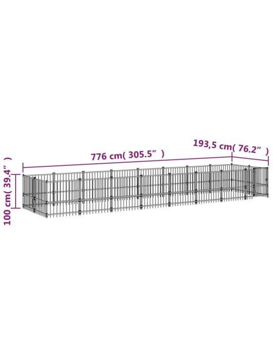 Koiran ulkohäkki teräs 15,02 m²