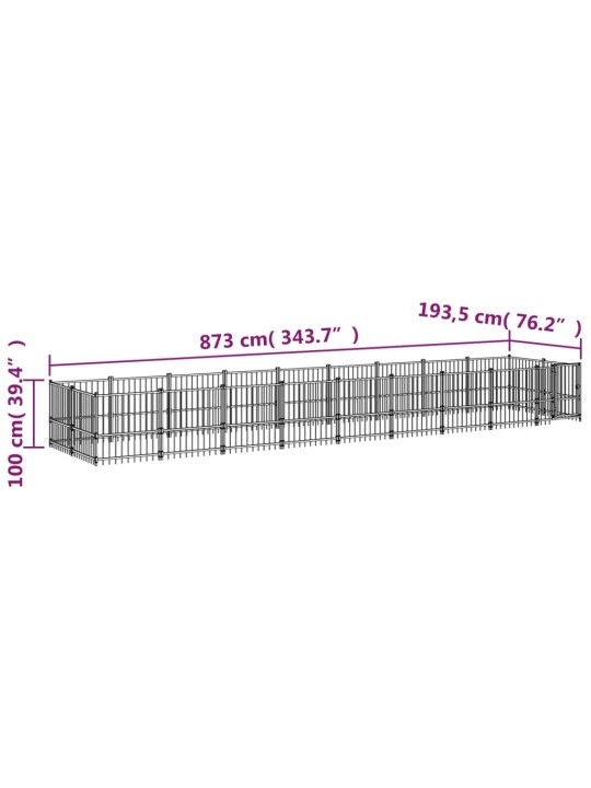 Koiran ulkohäkki teräs 16,89 m²