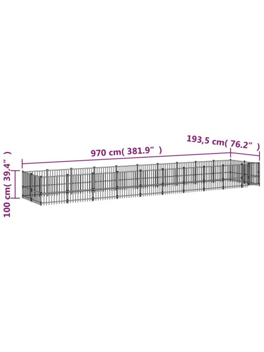 Koiran ulkohäkki teräs 18,77 m²