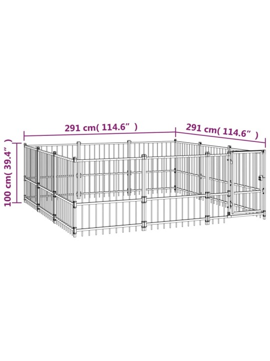 Koiran ulkohäkki teräs 8,47 m²