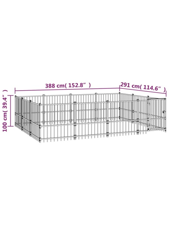 Koiran ulkohäkki teräs 11,58 m²