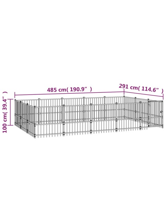 Koiran ulkohäkki teräs 14,11 m²