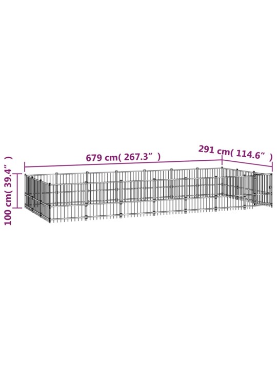 Koiran ulkohäkki teräs 19,76 m²