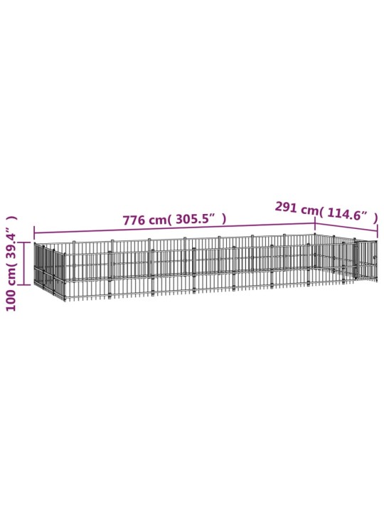 Koiran ulkohäkki teräs 22,58 m²