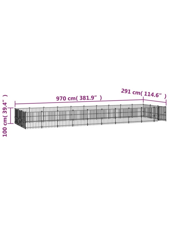 Koiran ulkohäkki teräs 28,23 m²