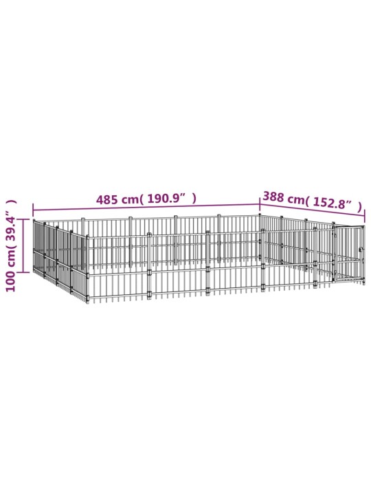 Koiran ulkohäkki teräs 18,82 m²