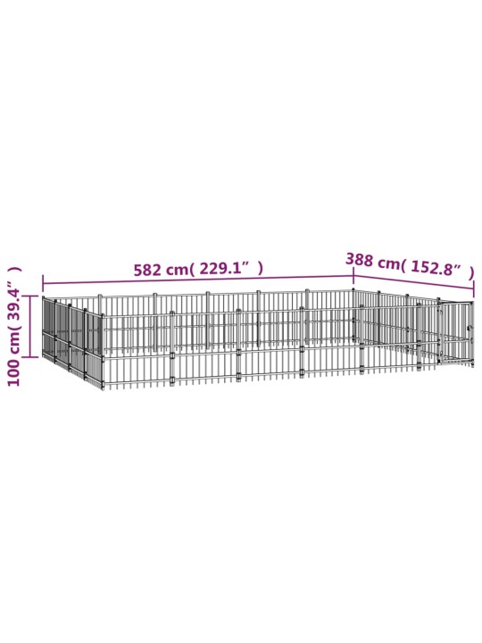 Koiran ulkohäkki teräs 22,58 m²