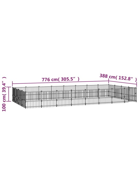 Koiran ulkohäkki teräs 30,11 m²