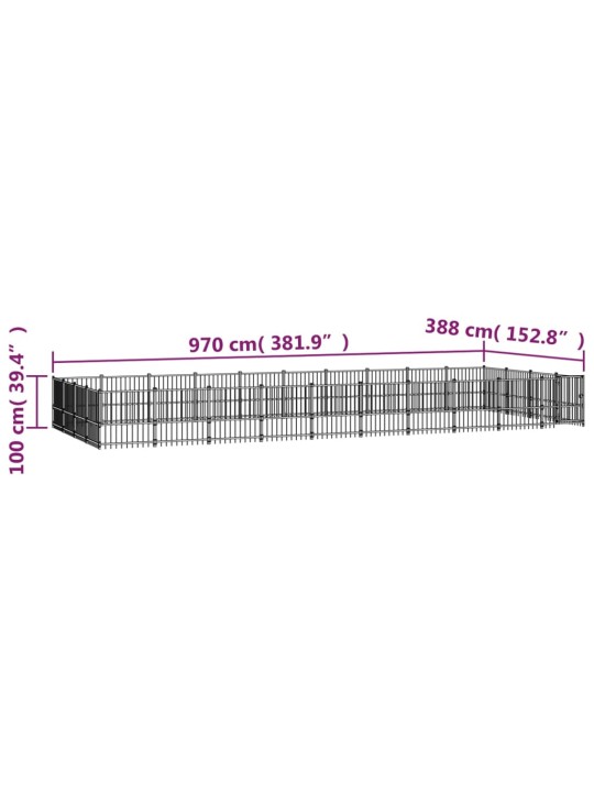 Koiran ulkohäkki teräs 37,64 m²