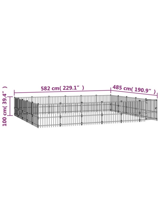 Koiran ulkohäkki teräs 28,23 m²