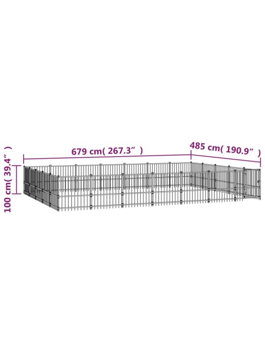 Koiran ulkohäkki teräs 32,93 m²