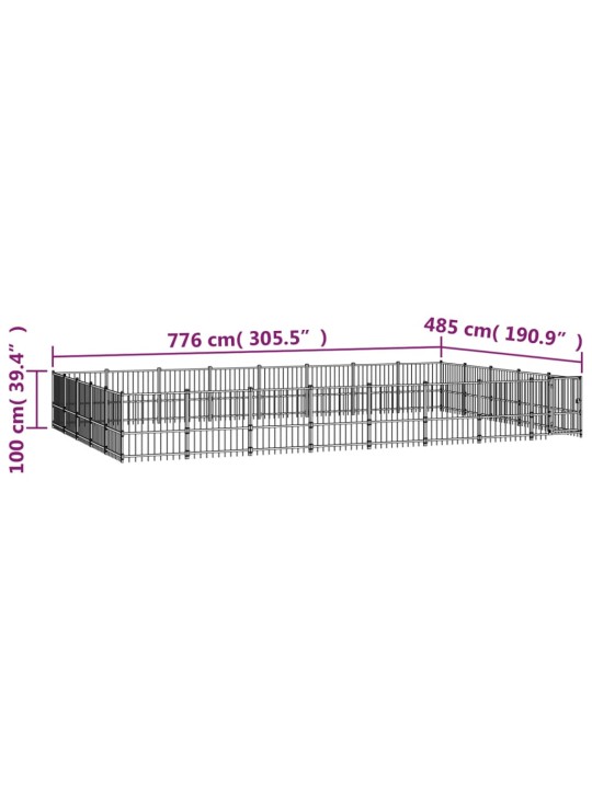 Koiran ulkohäkki teräs 37,64 m²