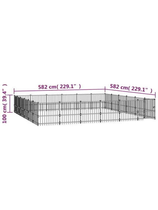 Koiran ulkohäkki teräs 33,87 m²