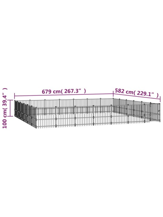 Koiran ulkohäkki teräs 39,52 m²