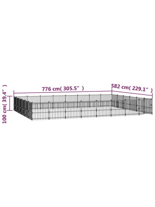 Koiran ulkohäkki teräs 45,16 m²